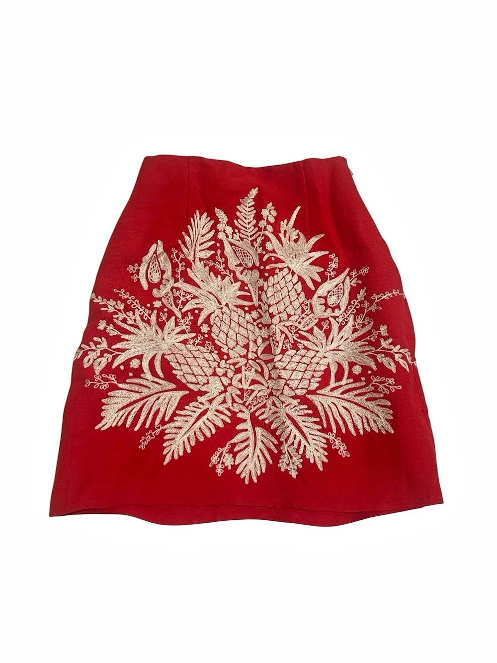 Dana Buchman Floral Embroidered Mini Skirt in Red Size 4